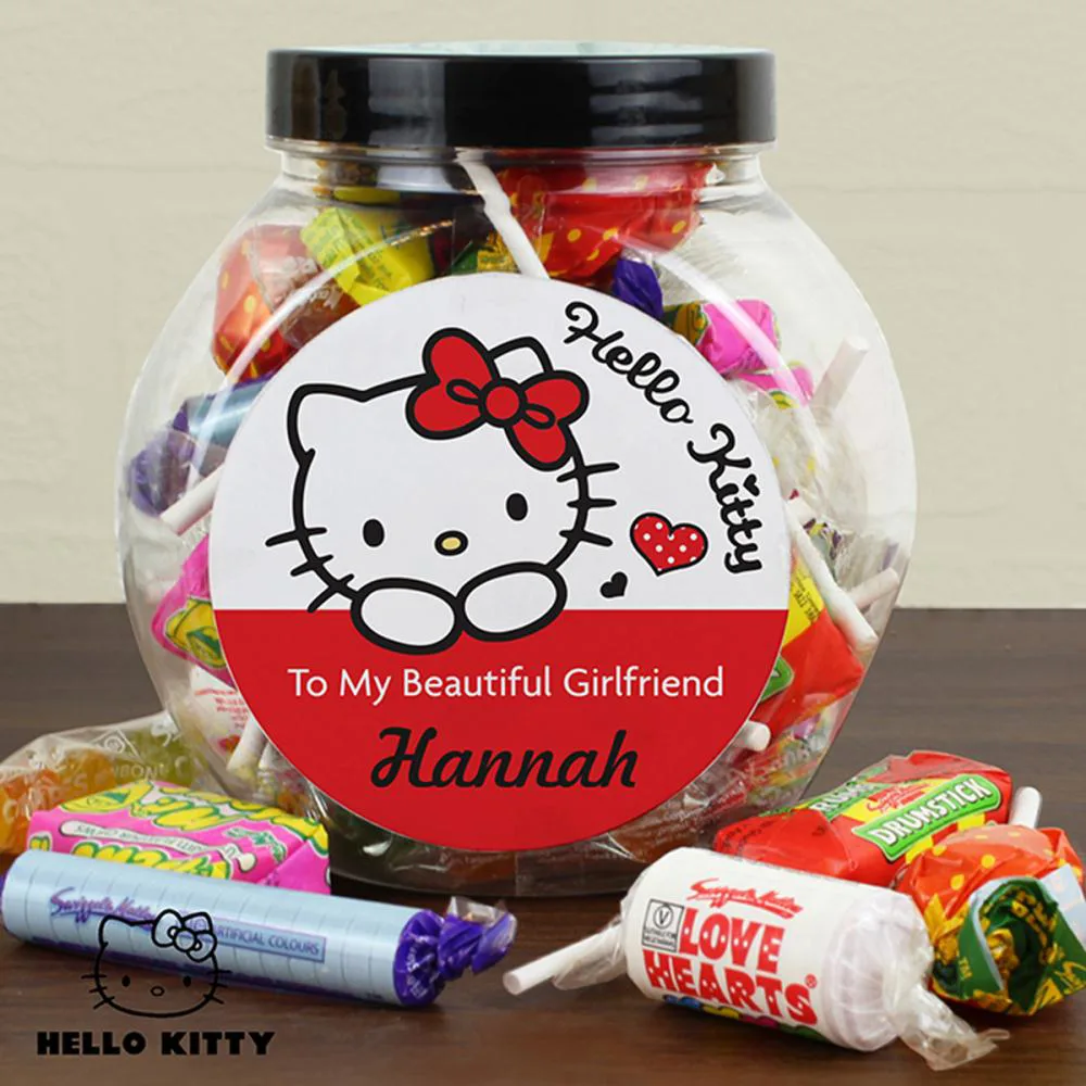Personalised Hello Kitty I Love You 250g Sweet Jar Extra Image 1