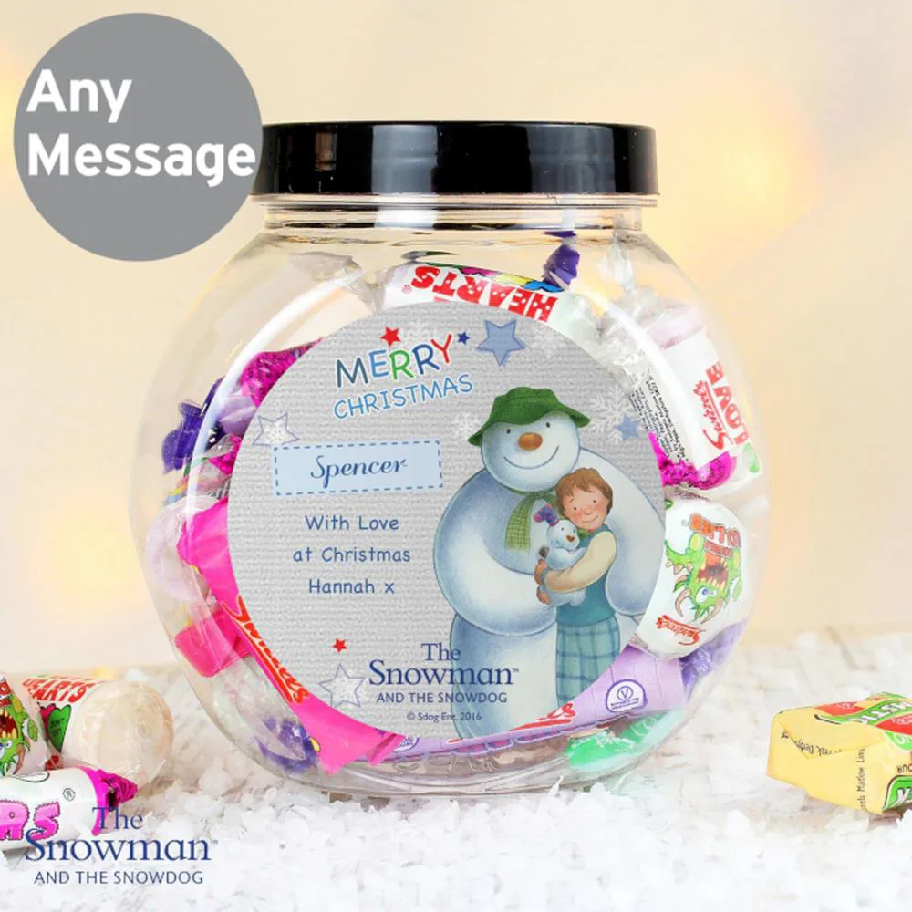 Personalised The Snowman & The Snowdog Blue Sweet Jar Extra Image 1