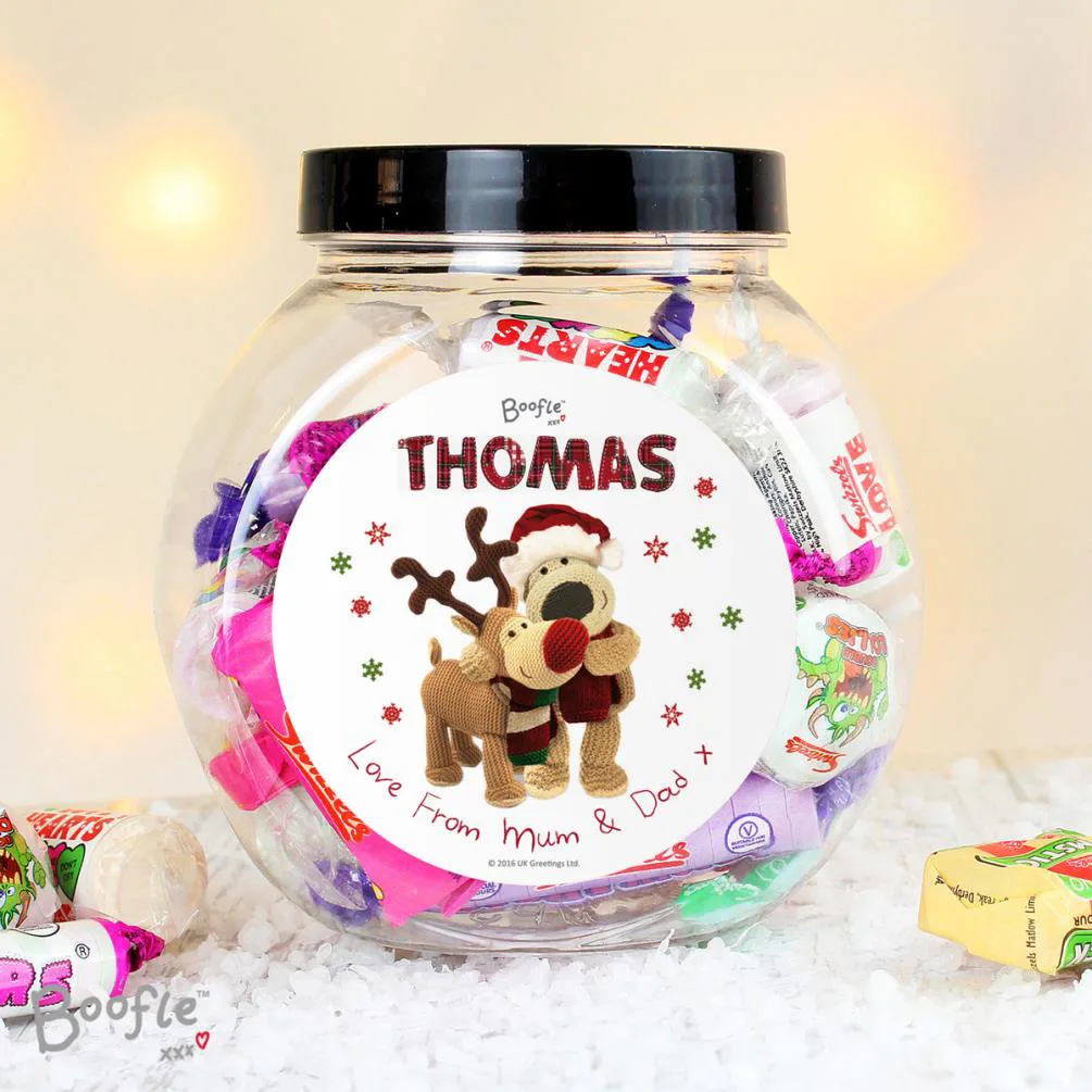 Personalised Boofle Christmas Reindeer Sweet Jar Extra Image 1