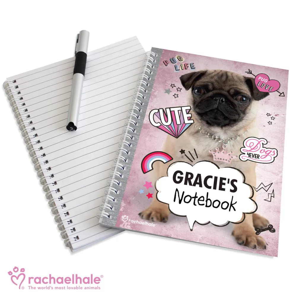 Personalised Rachael Hale Doodle Pug A5 Notebook Extra Image 2