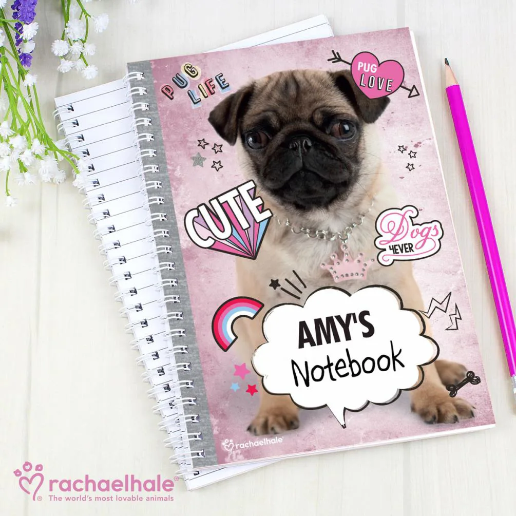 Personalised Rachael Hale Doodle Pug A5 Notebook Extra Image 3