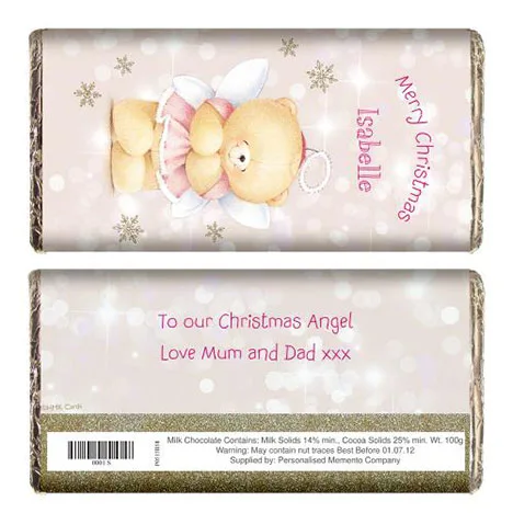 Personalised Forever Friends Christmas Angel 100g Chocolate Bar Extra Image 1
