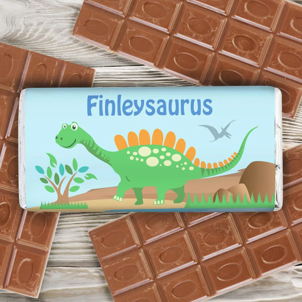 Personalised Dinosaur 100g Milk Chocolate Bar Extra Image 1