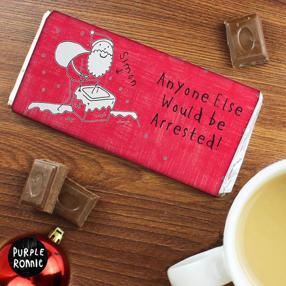 Personalised Purple Ronnie Santa Christmas 100g Milk Chocolate Bar Extra Image 1