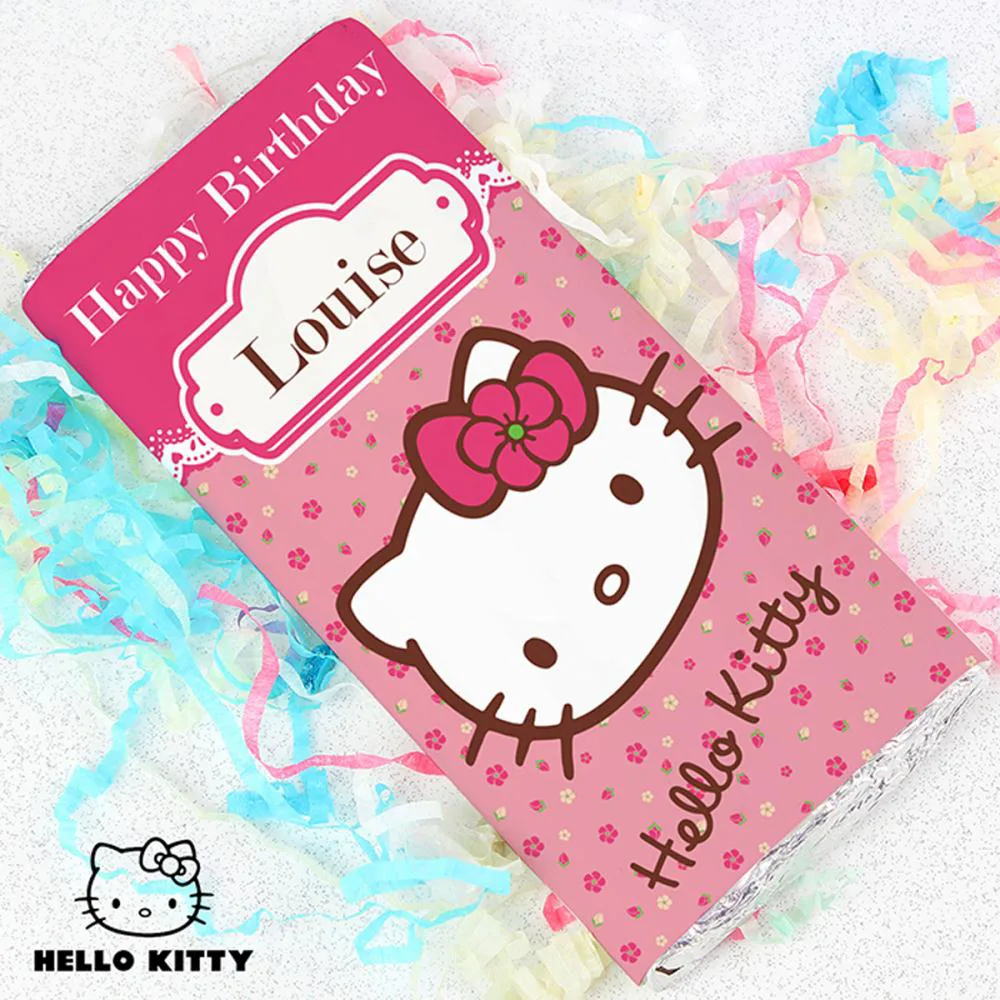 Personalised Hello Kitty Floral 100g Chocolate Bar Extra Image 2