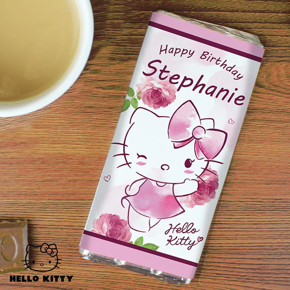 Personalised Hello Kitty Pink Blush 100g Milk Chocolate Bar Extra Image 2