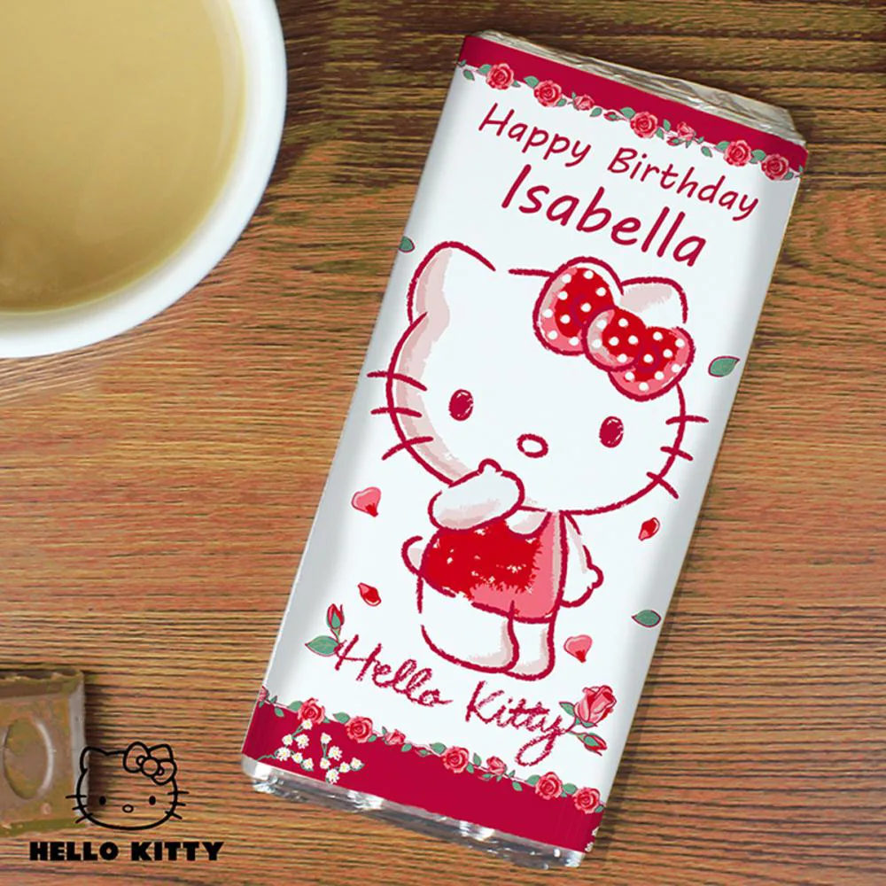 Personalised Hello Kitty Cherry Bloom 100g Milk Chocolate Bar Extra Image 2