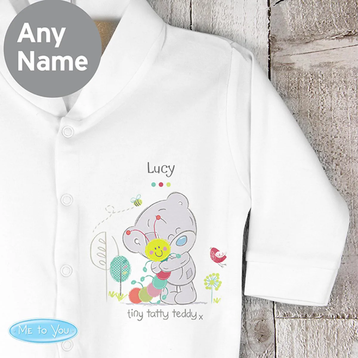 Personalised Tiny Tatty Teddy Cuddle Bug Baby Grow 0-3 mths Extra Image 1