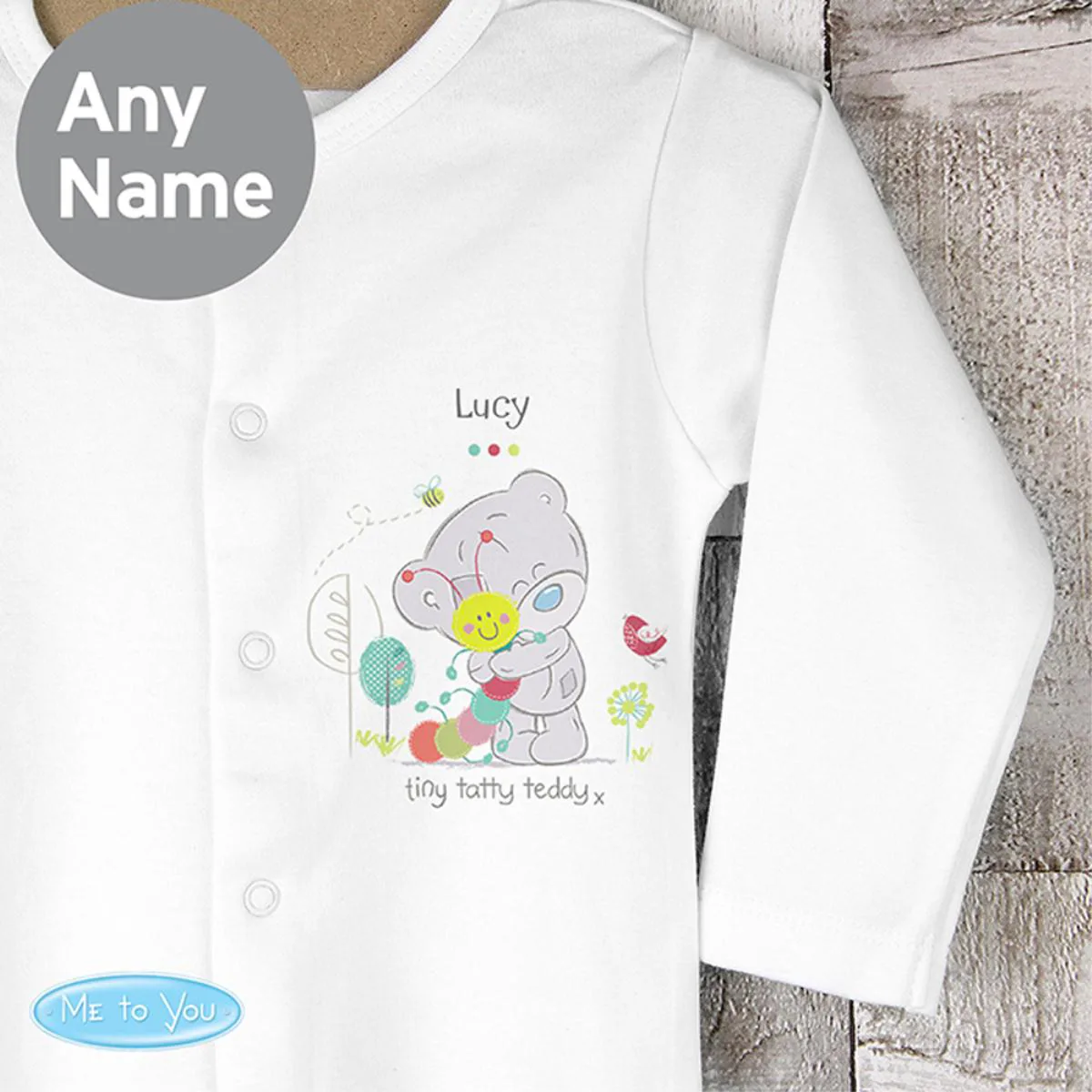 Personalised Tiny Tatty Teddy Cuddle Bug Baby Grow 9-12 mths Extra Image 2
