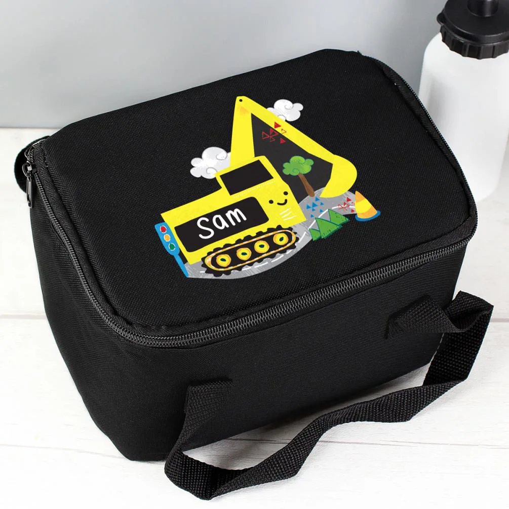 Personalised Digger Black Lunch Bag Extra Image 1