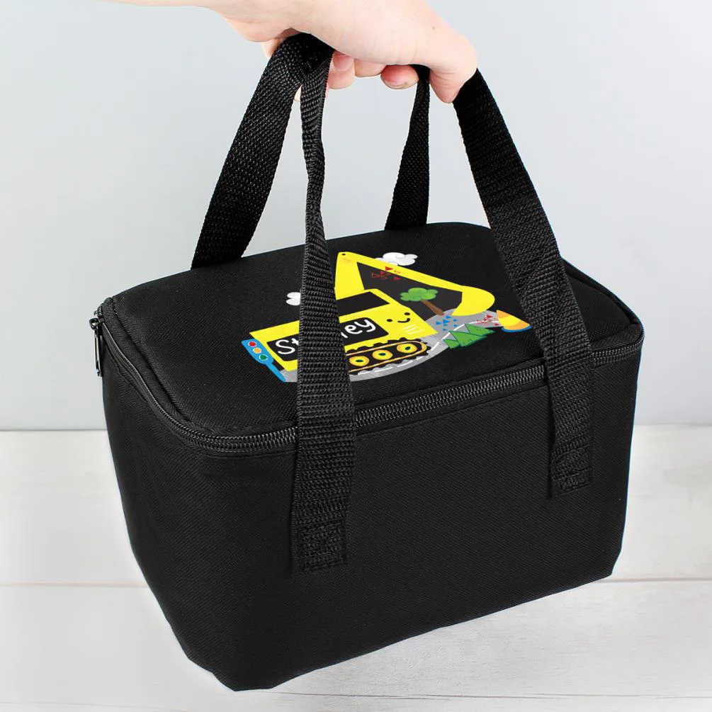 Personalised Digger Black Lunch Bag Extra Image 2