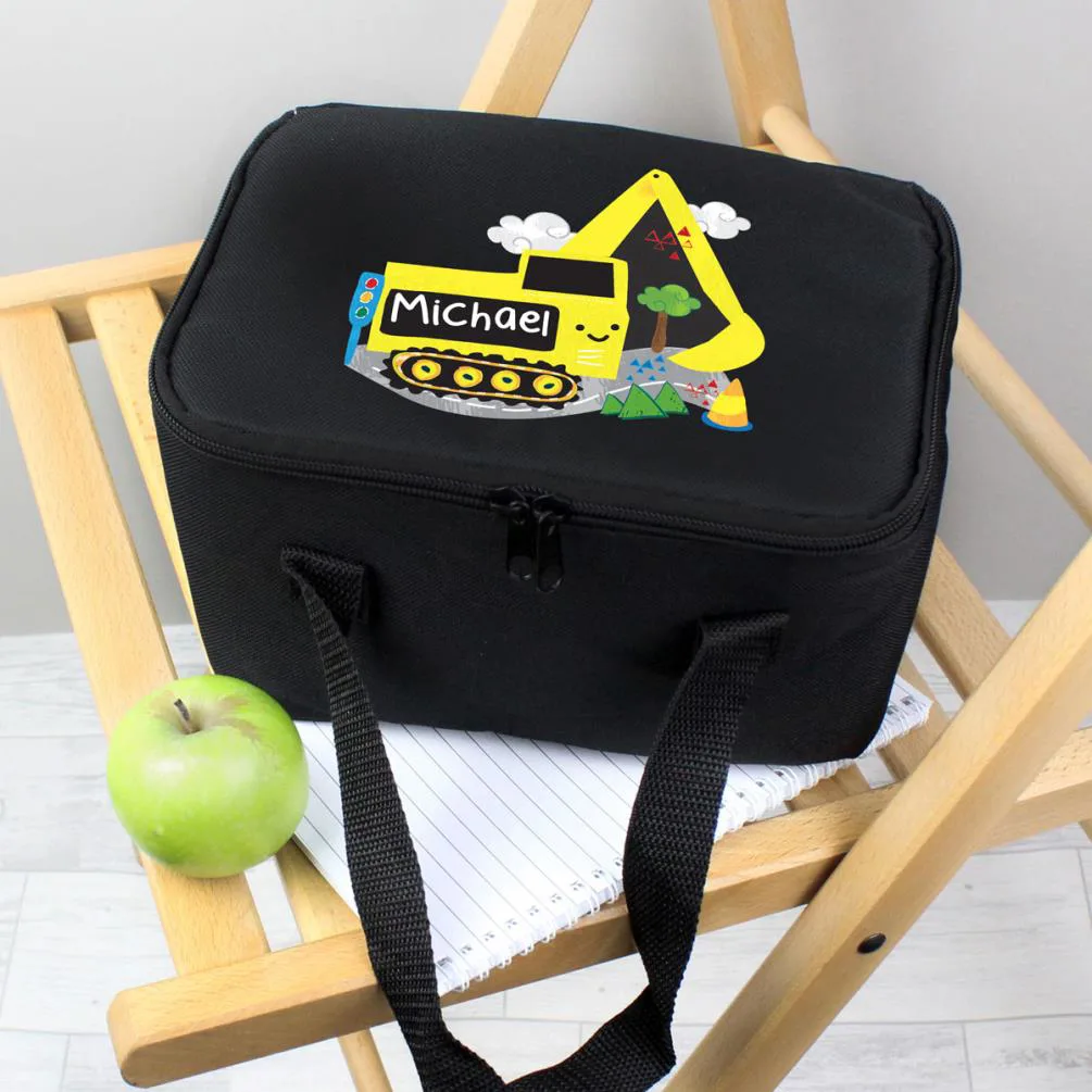 Personalised Digger Black Lunch Bag Extra Image 3