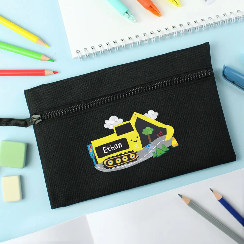 Personalised Digger Black Pencil Case Extra Image 1