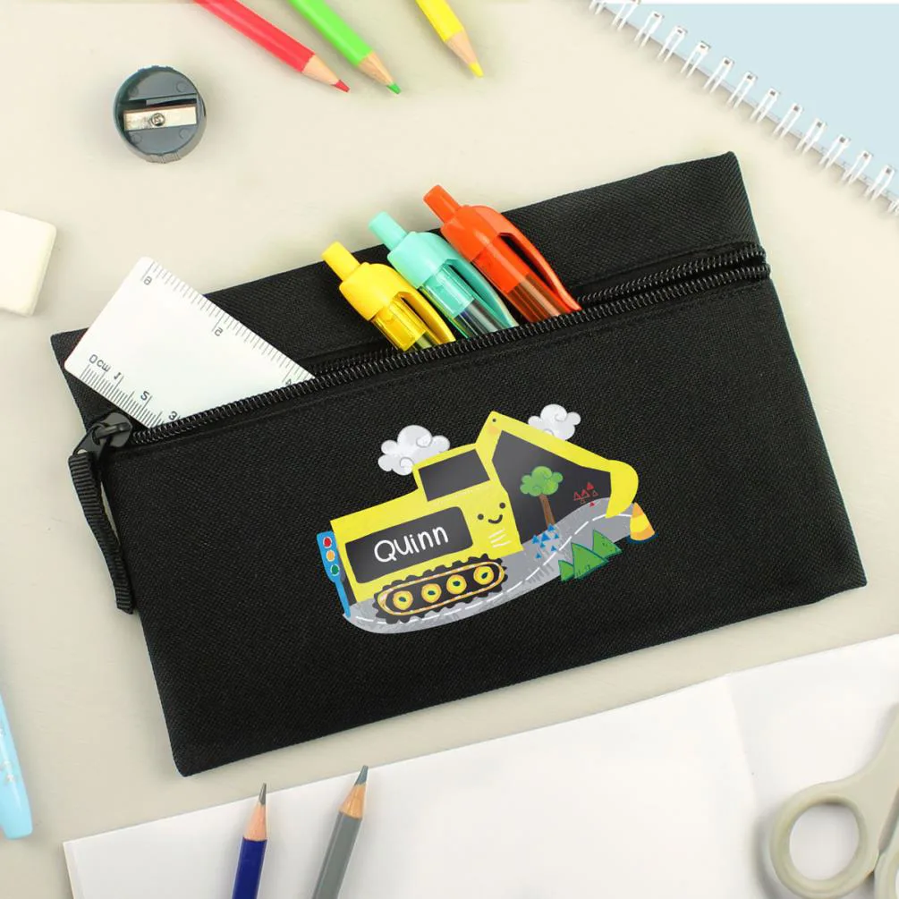 Personalised Digger Black Pencil Case Extra Image 2