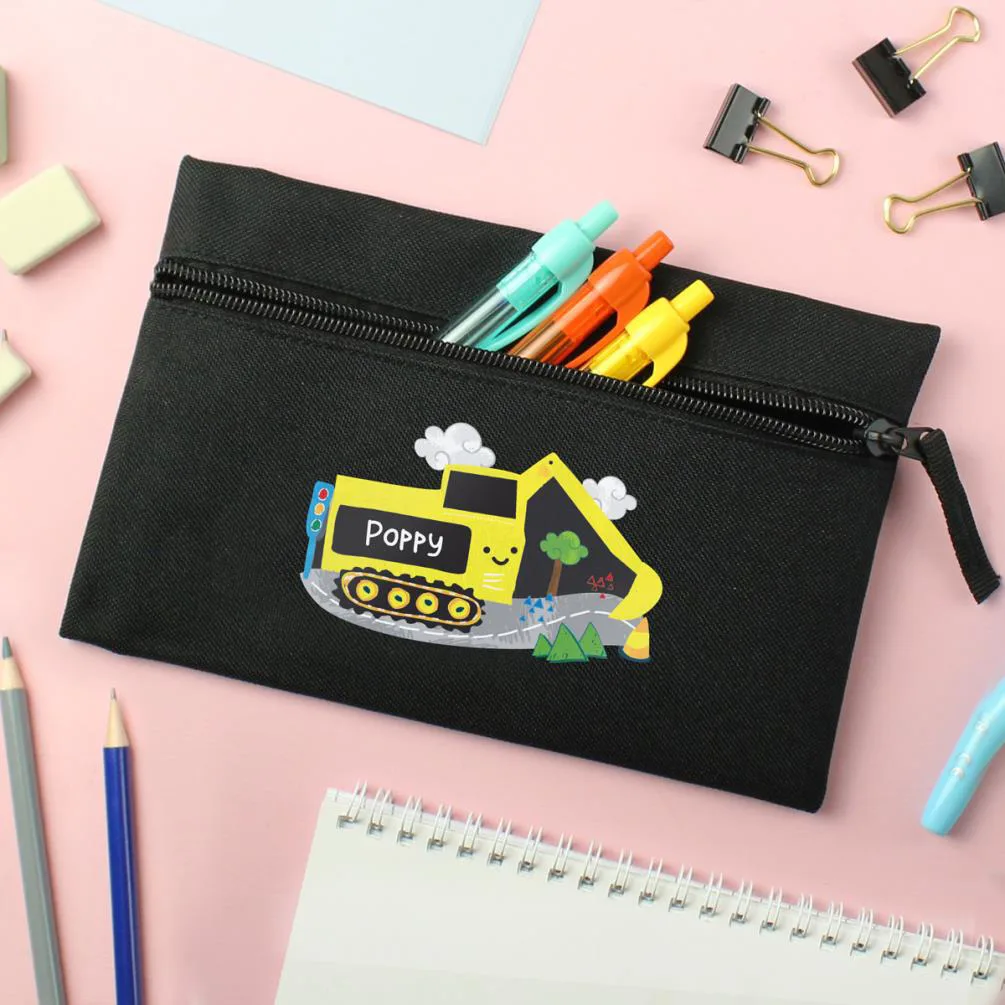 Personalised Digger Black Pencil Case Extra Image 3