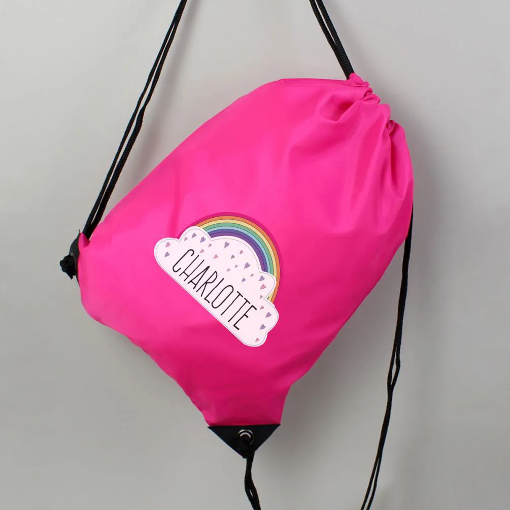 Personalised Rainbow Pink Drawstring Bag Extra Image 1