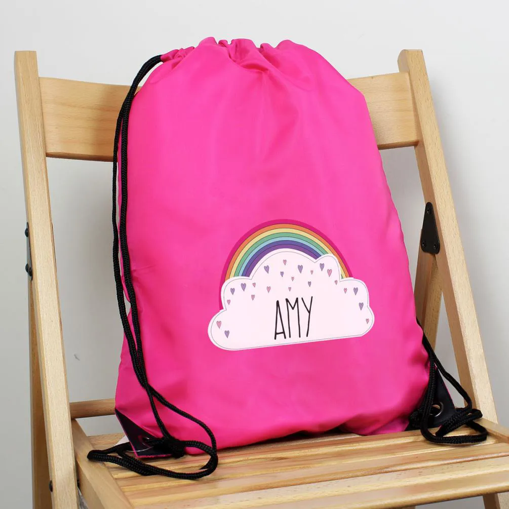 Personalised Rainbow Pink Drawstring Bag Extra Image 2