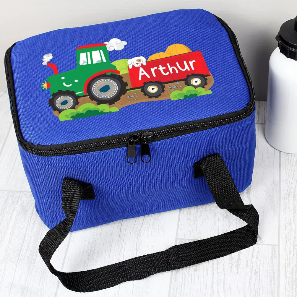 Personalised Tractor Blue Lunch Bag Extra Image 1