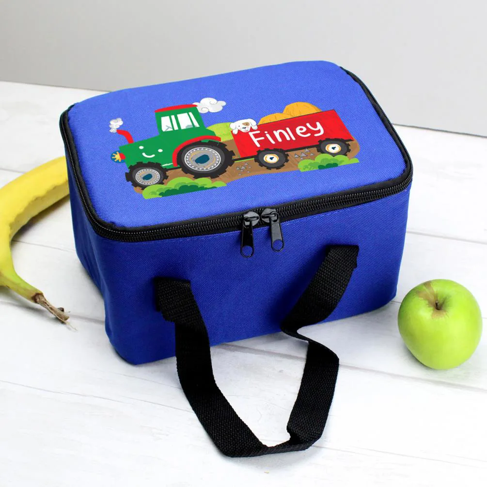 Personalised Tractor Blue Lunch Bag Extra Image 2