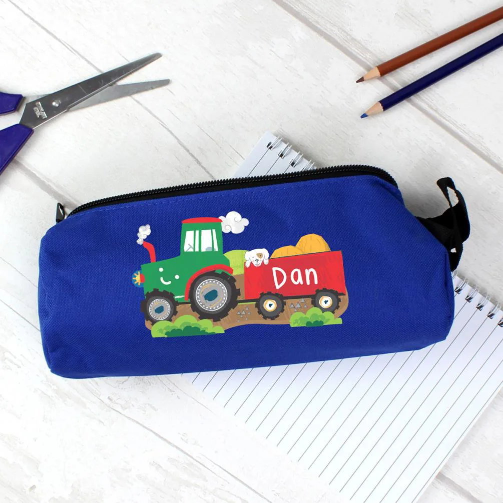 Personalised Tractor Blue Pencil Case Extra Image 1