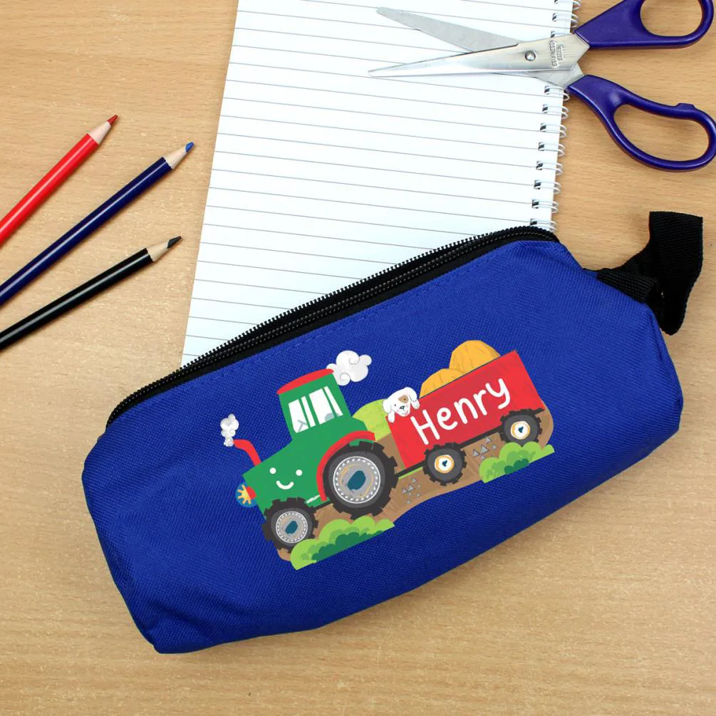 Personalised Tractor Blue Pencil Case Extra Image 2