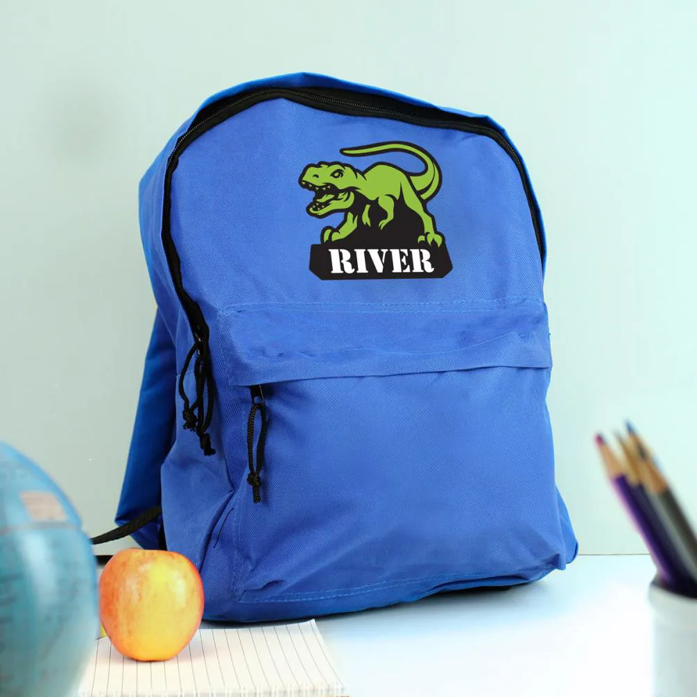 Personalised Dinosaur Blue Backpack Extra Image 1