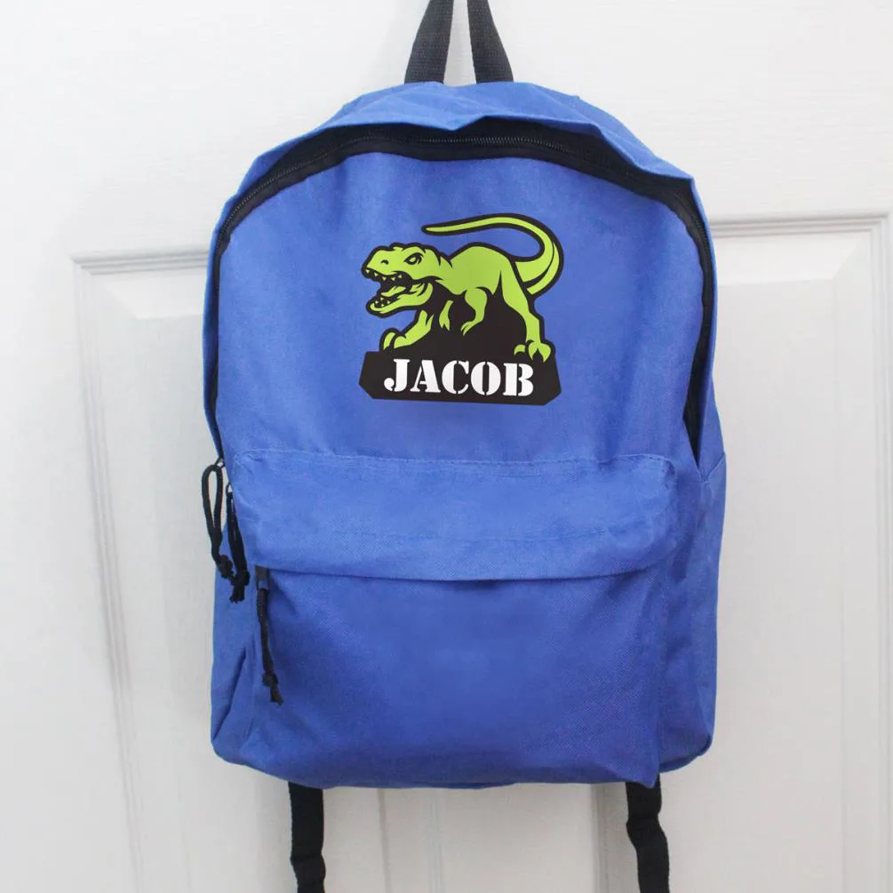 Personalised Dinosaur Blue Backpack Extra Image 2