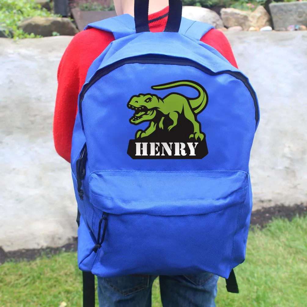Personalised Dinosaur Blue Backpack Extra Image 3