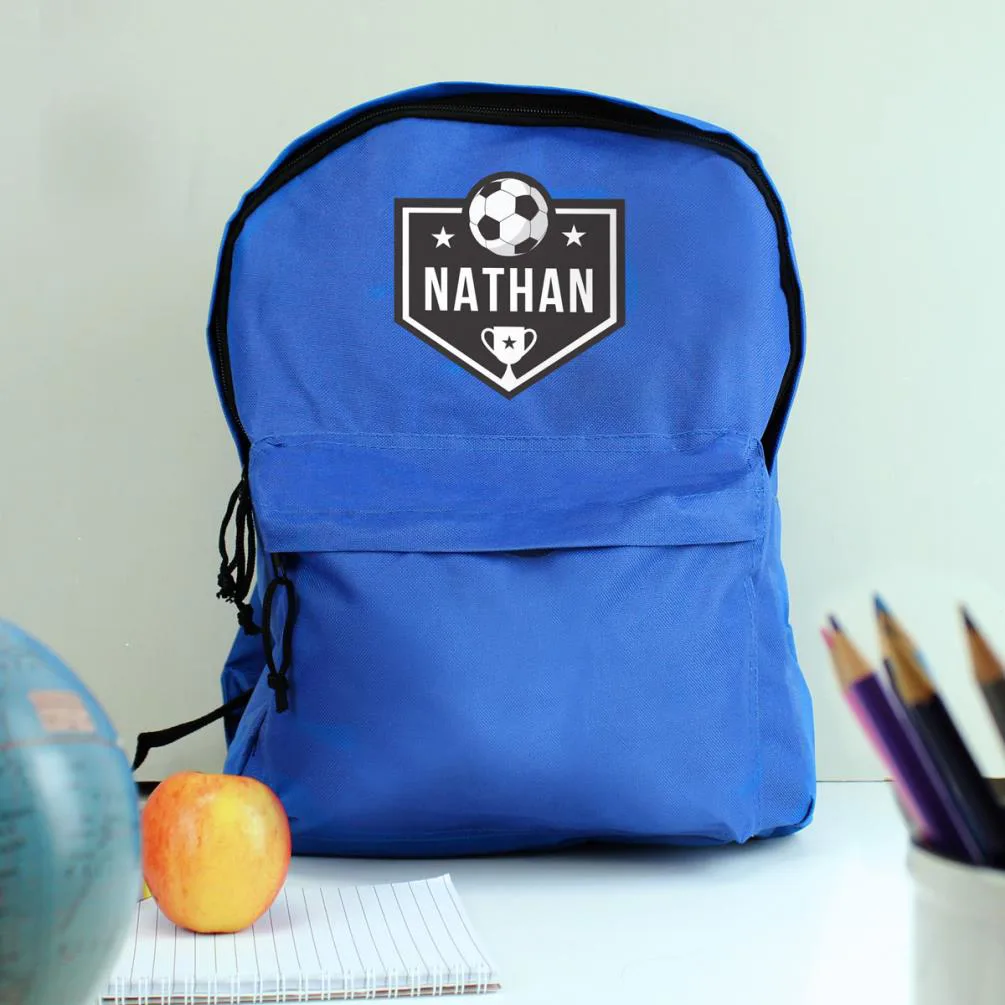 Personalised Football Design Blue Backpack Extra Image 1