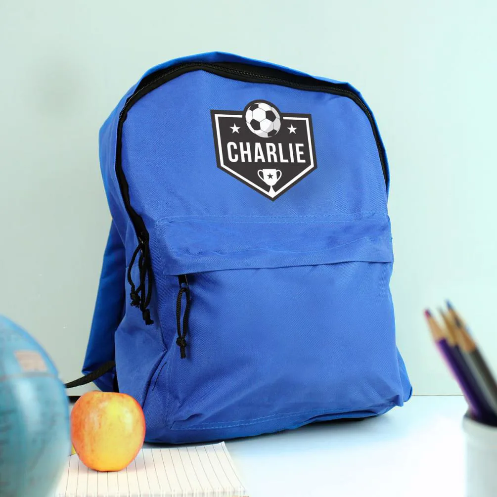 Personalised Football Design Blue Backpack Extra Image 2