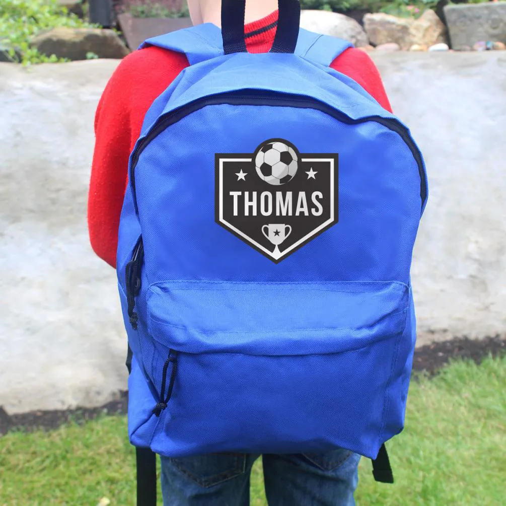 Personalised Football Design Blue Backpack Extra Image 3