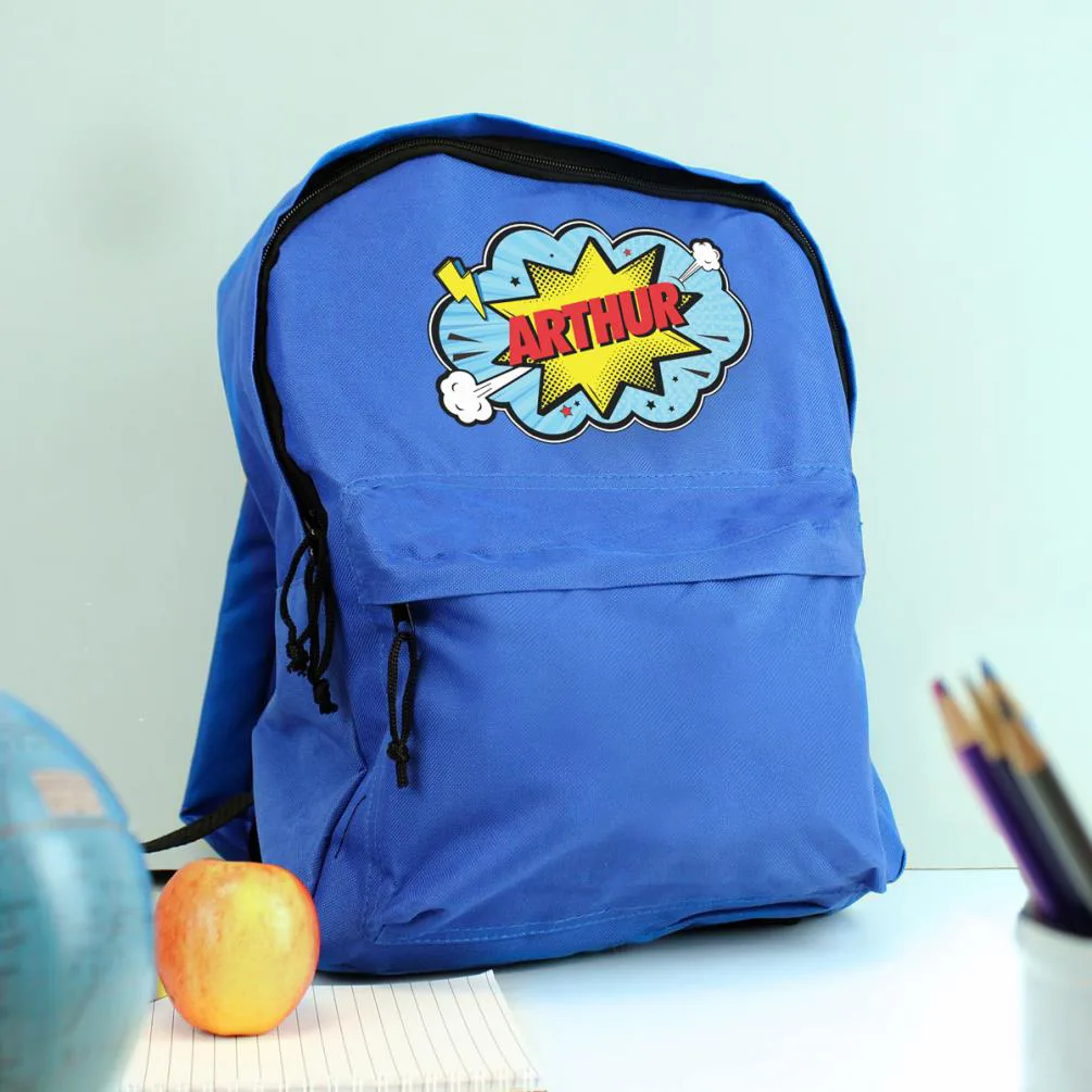 Personalised Superhero Blue Backpack Extra Image 1