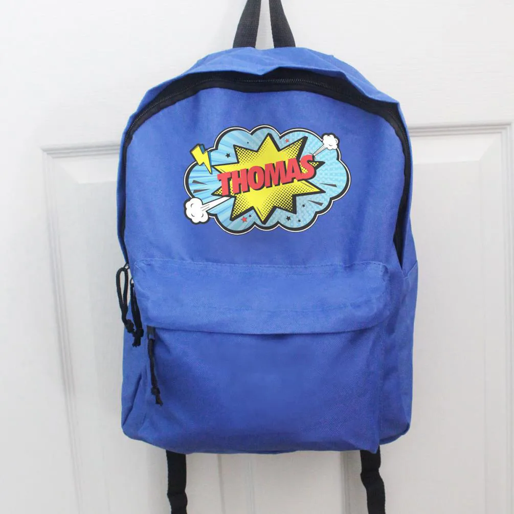 Personalised Superhero Blue Backpack Extra Image 2