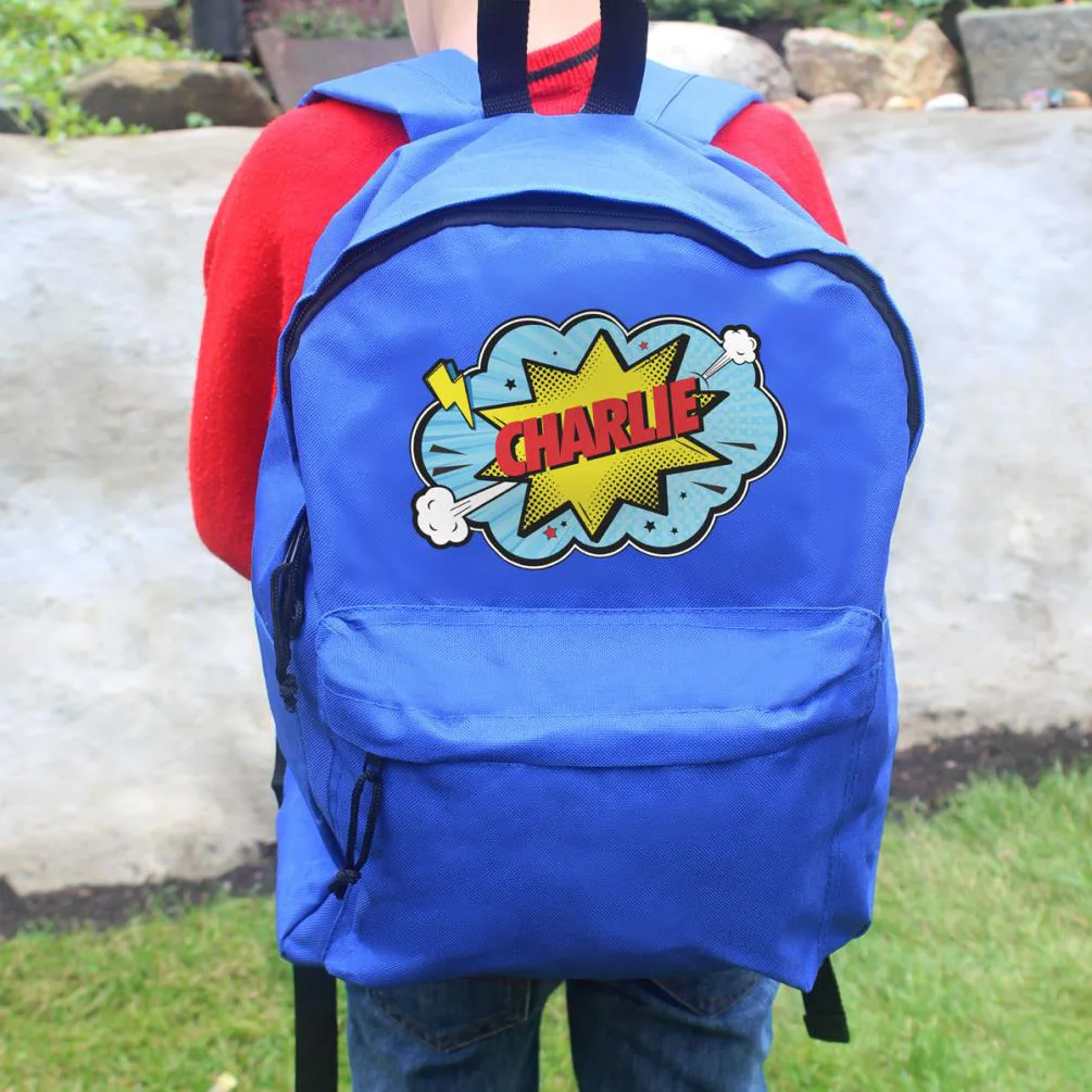 Personalised Superhero Blue Backpack Extra Image 3