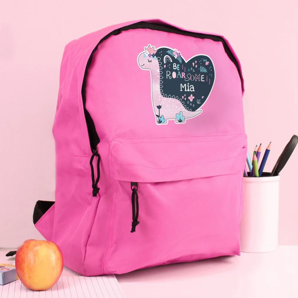 Personalised Pink Dinosaur Backpack Extra Image 1