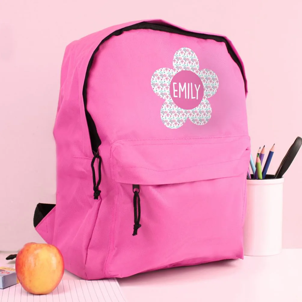 Personalised Pink Flower Backpack Extra Image 1