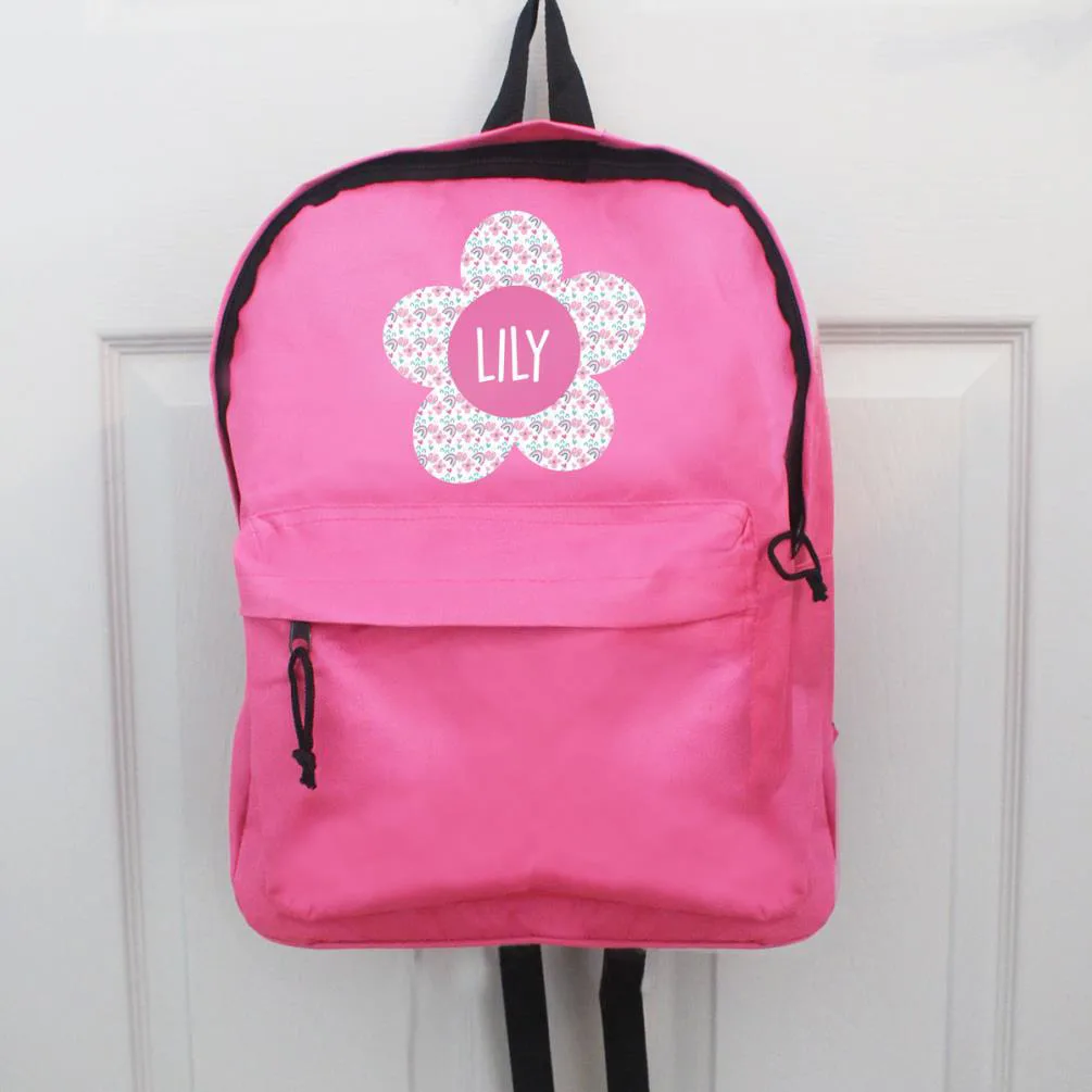 Personalised Pink Flower Backpack Extra Image 2