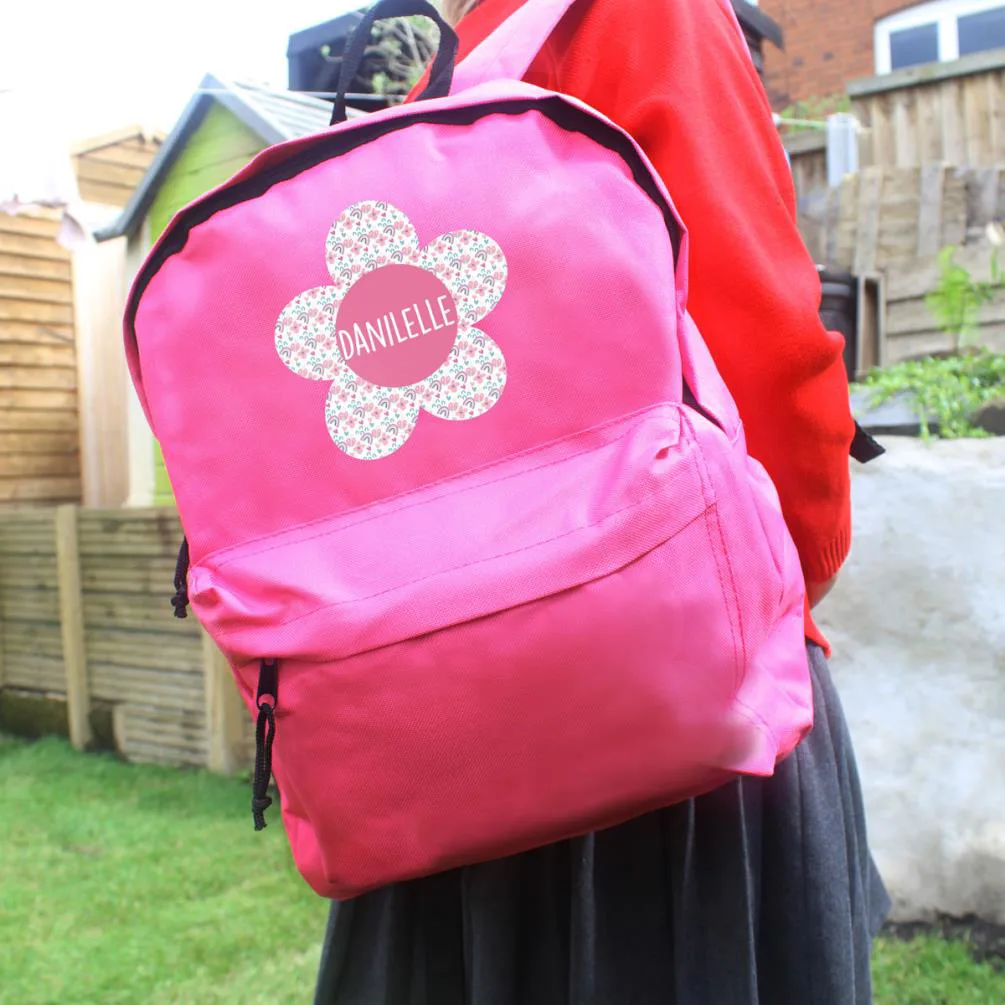 Personalised Pink Flower Backpack Extra Image 3