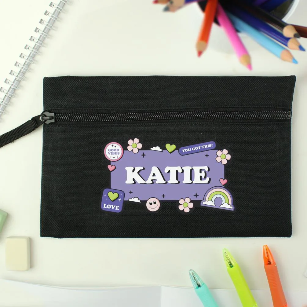Personalised Good Vibes Black Pencil Case Extra Image 3