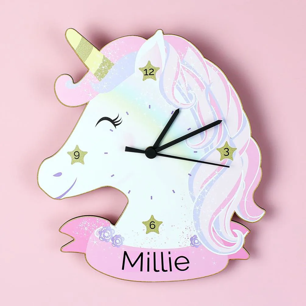 Personalised Unicorn Shaped Wooden Clock Extra Image 1