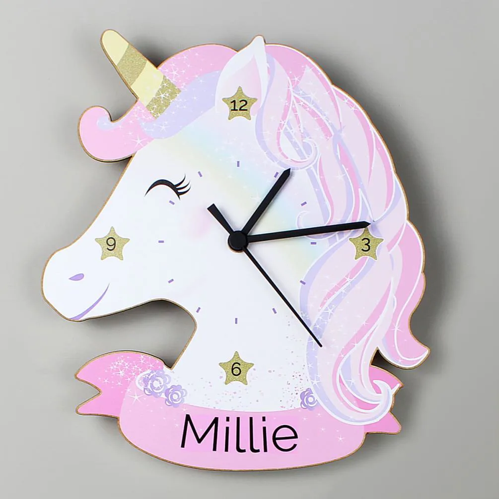Personalised Unicorn Shaped Wooden Clock Extra Image 2