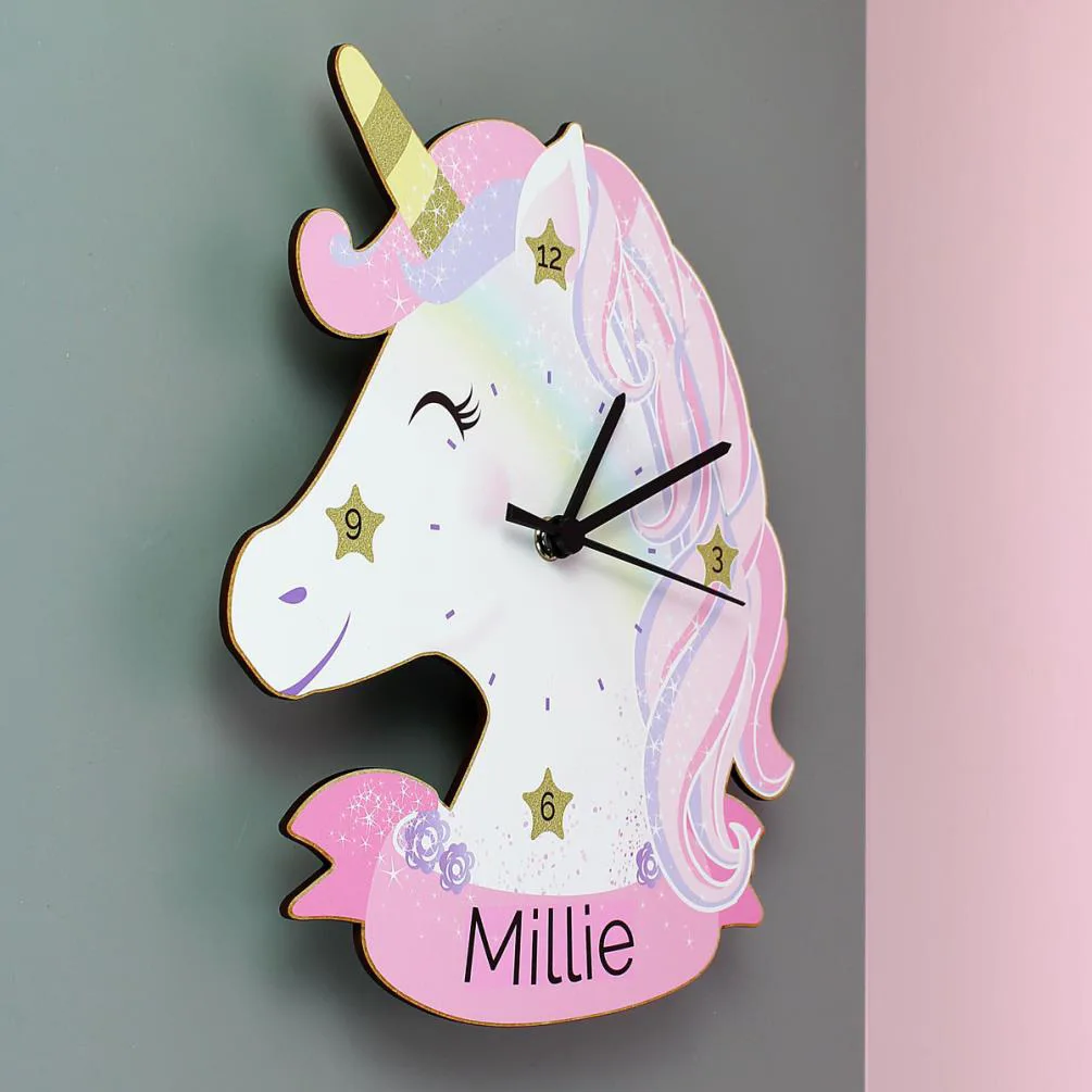Personalised Unicorn Shaped Wooden Clock Extra Image 3