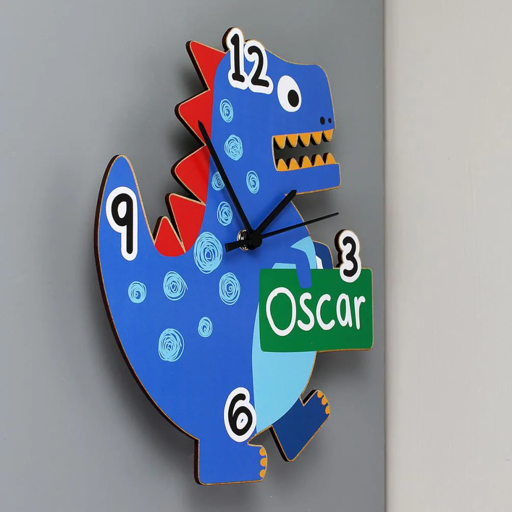 Personalised Dinosaur Shaped Wooden Clock Extra Image 2