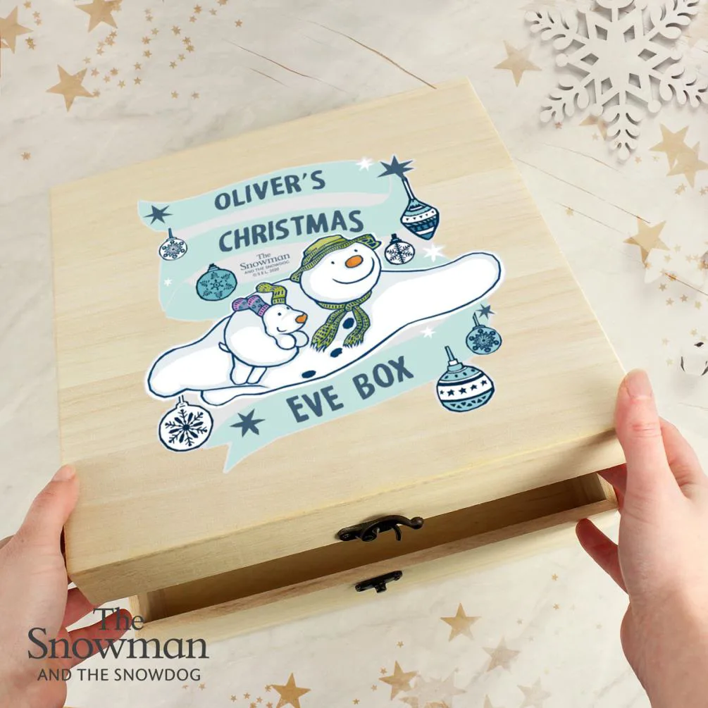 Personalised The Snowman & The Snowdog Large Wooden Christmas Eve Box Extra Image 1