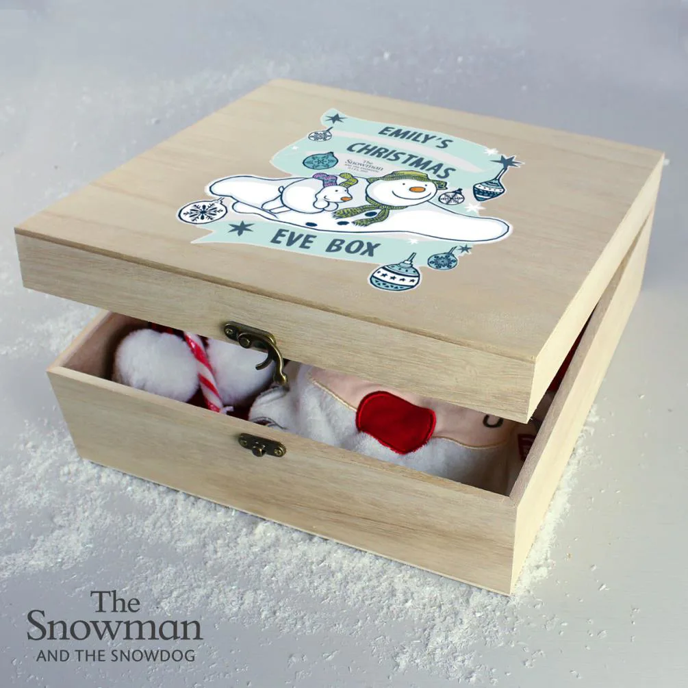 Personalised The Snowman & The Snowdog Large Wooden Christmas Eve Box Extra Image 3