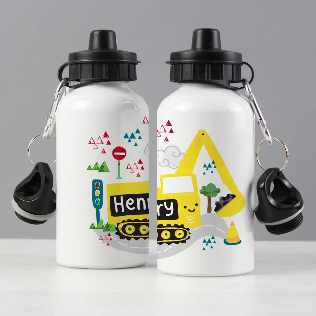 Personalised Digger 400ml Drinks Bottle Extra Image 1