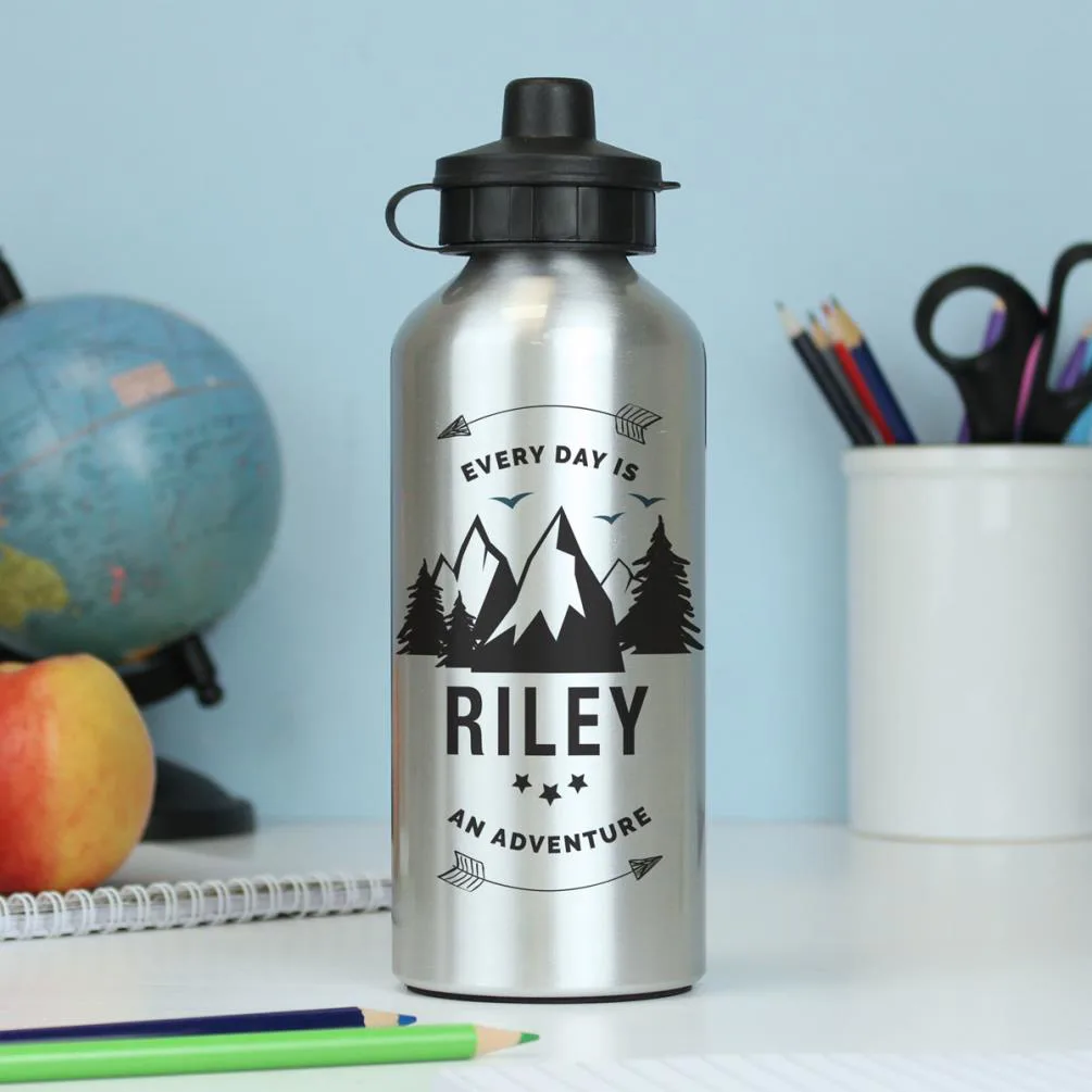 Personalised Every Day Is An Adventure Silver Drinks Bottle Extra Image 1