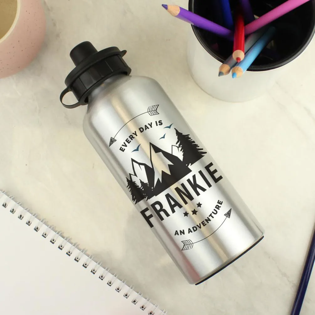 Personalised Every Day Is An Adventure Silver Drinks Bottle Extra Image 2