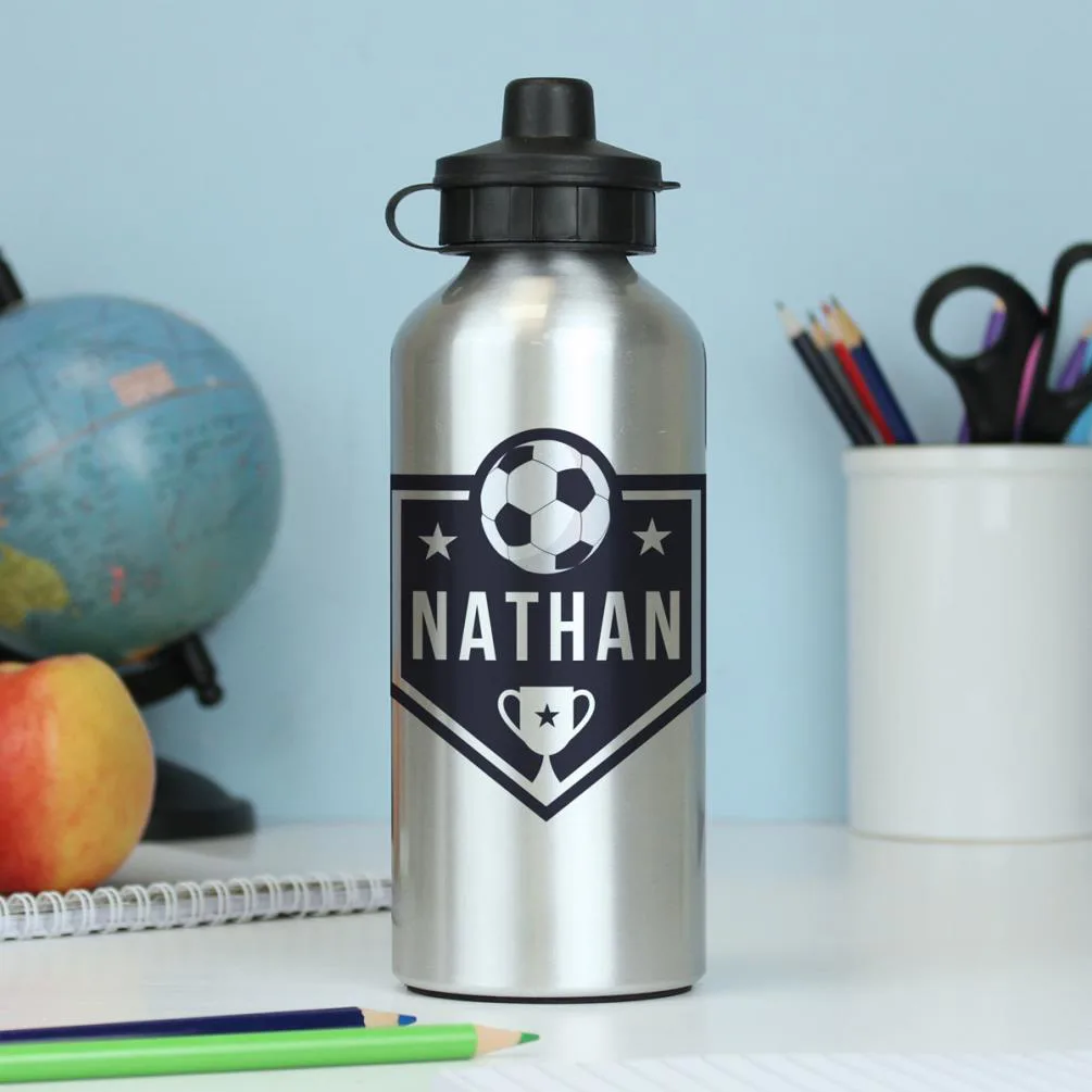 Personalised Football Design Silver Drinks Bottle Extra Image 1