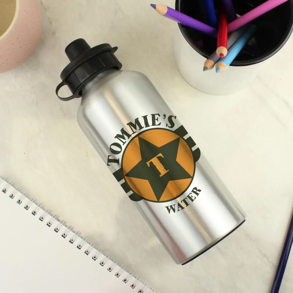Personalised Pilot Badge Design Silver Drinks Bottle Extra Image 1